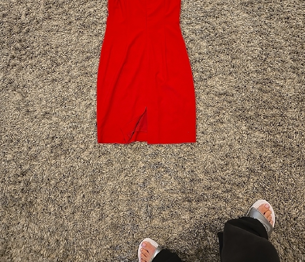 Calvin Klein Red Ruffled Sheath Dress - Picture 5 of 6